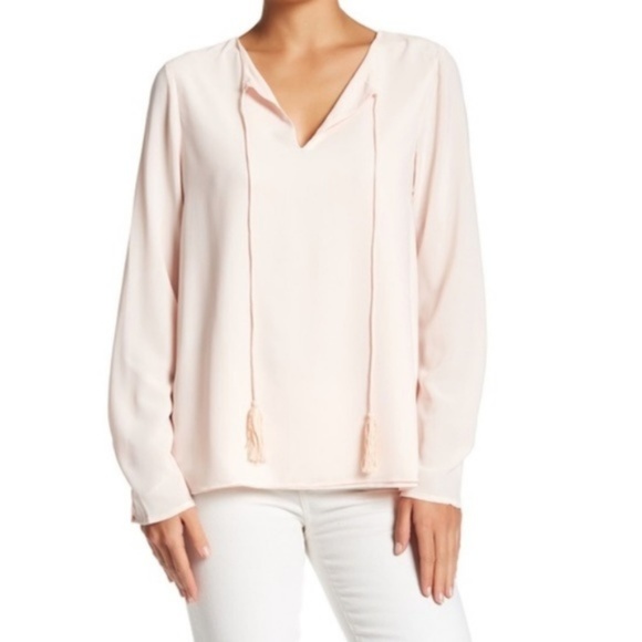 Delilah Blush Beaded Chiffon Blouse Top - Picture 3 of 4